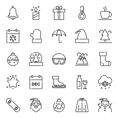 Kış ikonları. Ayrı semboller koleksiyonu 