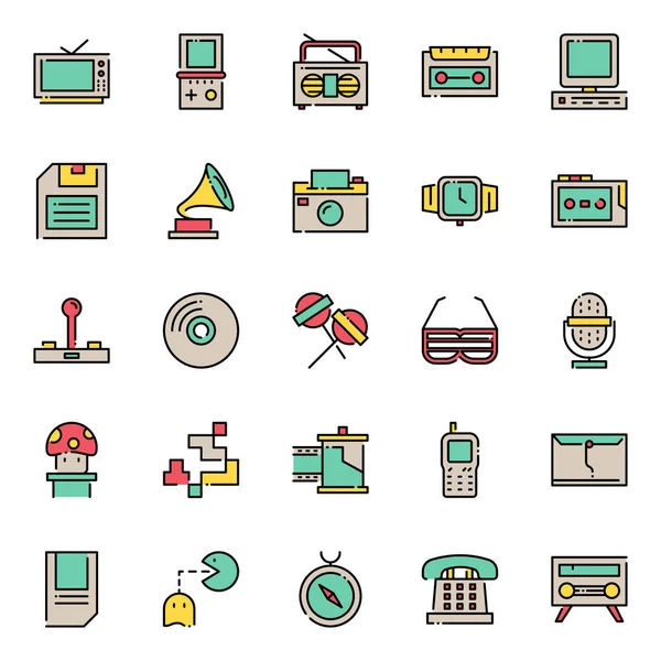 Des Icônes Des Années Collection Symboles Isolés — Image vectorielle