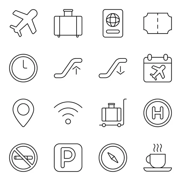Luchthaven Pictogrammen Inpakken Verzameling Geïsoleerde Symbolen — Stockvector