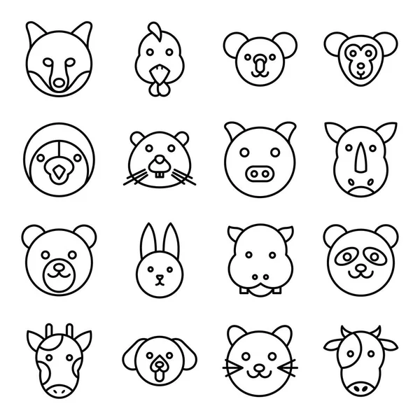 Pack Iconos Animales Colección Símbolos Aislados — Archivo Imágenes Vectoriales