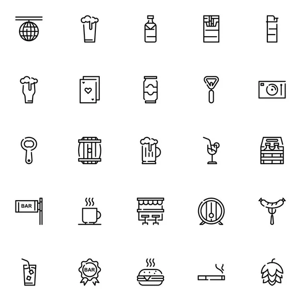 Paquete Iconos Bar Colección Símbolos Aislados — Archivo Imágenes Vectoriales