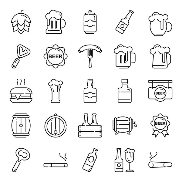 Beer Icons Pack Isolated Symbols Collection — Stock Vector