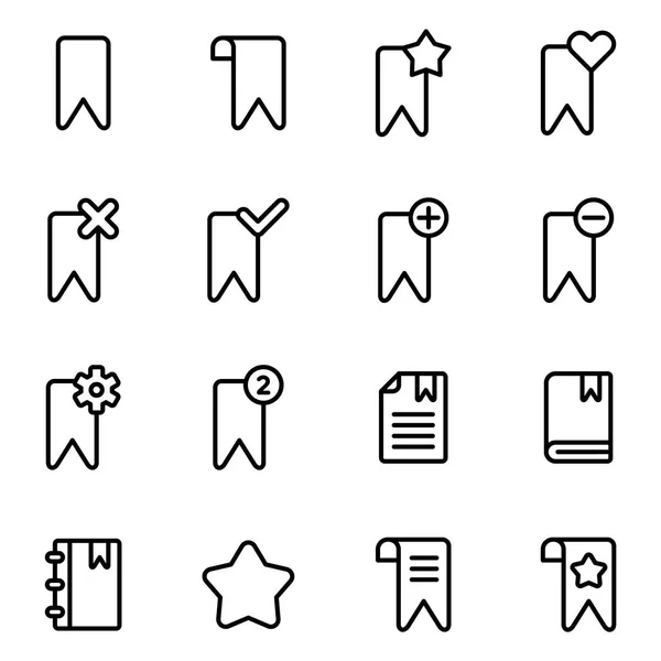 Lesezeichen Icons Packen Vereinzelte Symbolsammlung — Stockvektor
