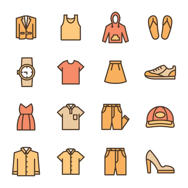 Paquete Iconos Ropa Colección Símbolos Aislados — Vector de stock