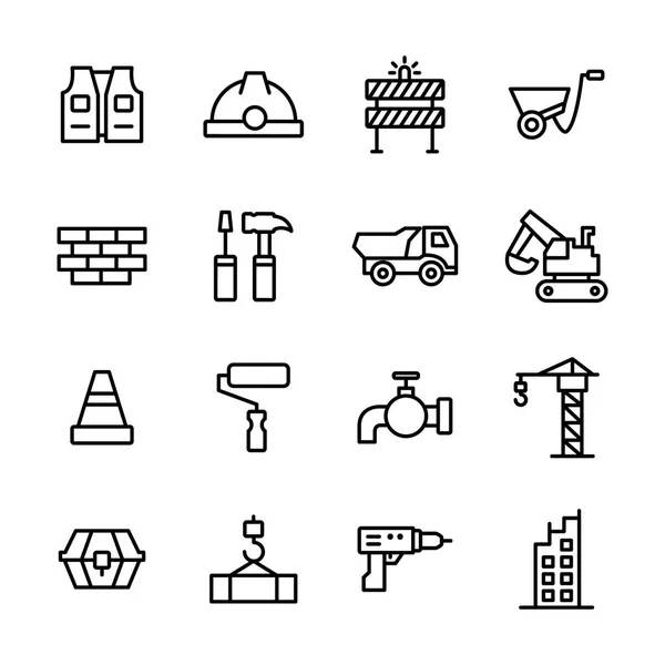 Paquete Iconos Construcción Colección Símbolos Aislados — Vector de stock