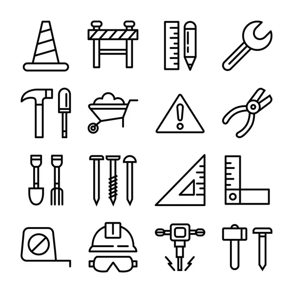 Construction Icons Pack Isolated Symbols Collection — Stock Vector