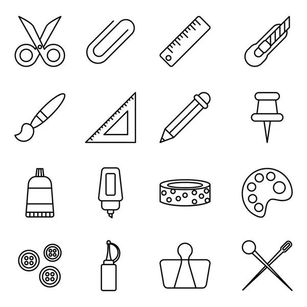 Craft Supplies Pictogrammen Pack Verzameling Geïsoleerde Symbolen — Stockvector