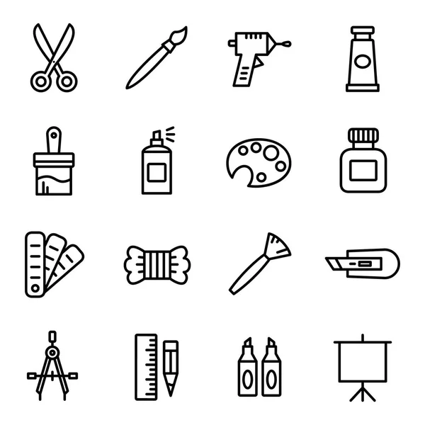 Craft Supplies Icons Verpacken Vereinzelte Symbolsammlung — Stockvektor