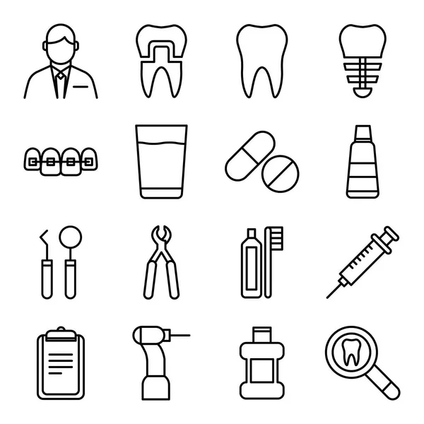 Zahnarztikonen Packen Ein Vereinzelte Symbolsammlung — Stockvektor