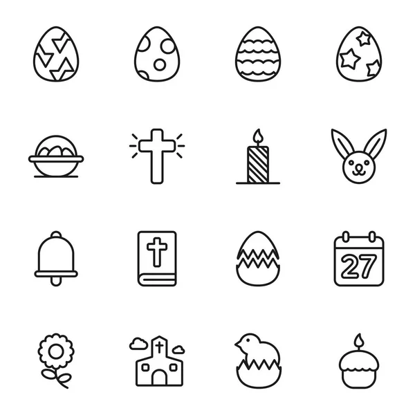 Paquete Iconos Pascua Colección Símbolos Aislados — Vector de stock