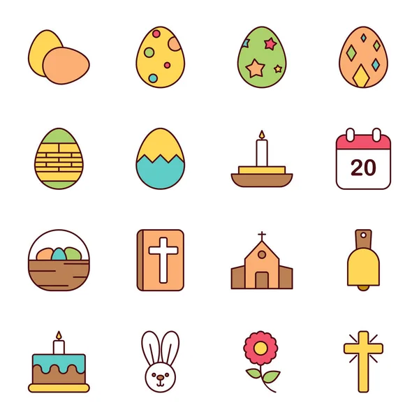 Velikonoční Ikony Sbírka Izolovaných Symbolů — Stockový vektor
