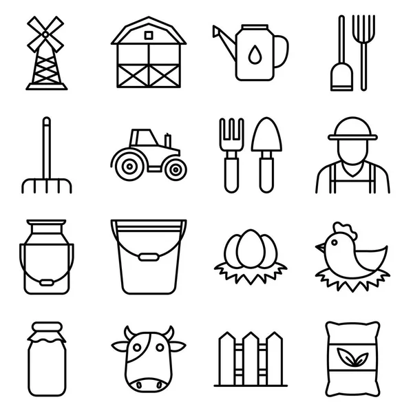 Boerderijpictogrammen Verzameling Geïsoleerde Symbolen — Stockvector