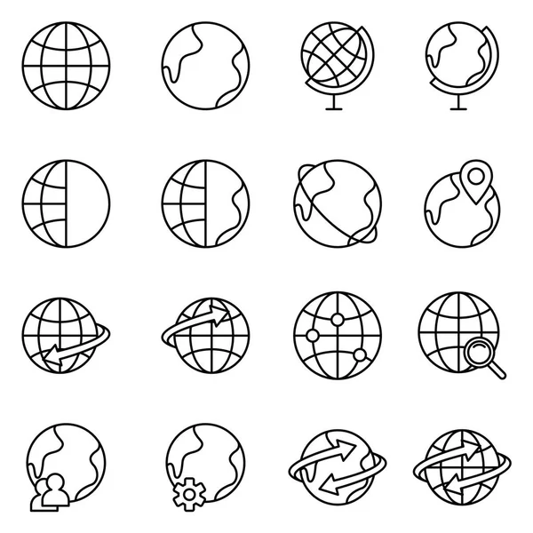 Pack Icônes Globe Collection Symboles Isolés — Image vectorielle