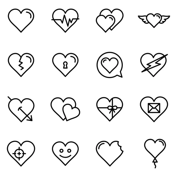 Herz Ikonen Packen Vereinzelte Symbolsammlung — Stockvektor