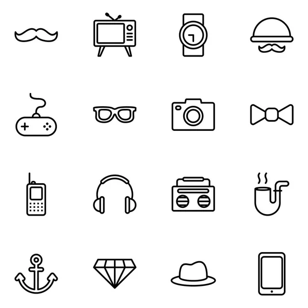 Hipster Icônes Pack Collection Symboles Isolés — Image vectorielle