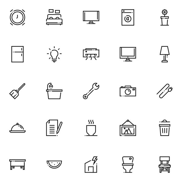 Household icons pack. Isolated symbols collection 