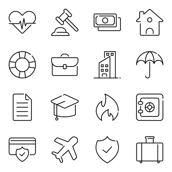 Insurance Icons Pack Isolated Symbols Collection — Stock Vector