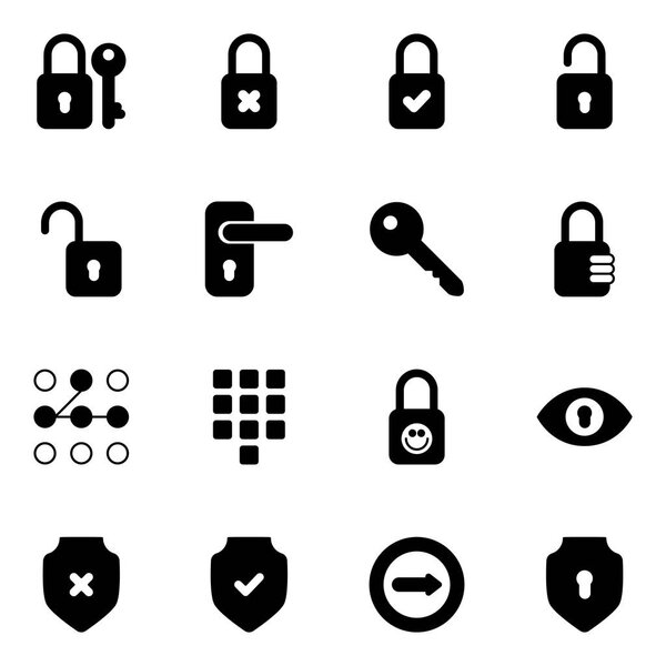 Набор значков ключей и замков. Изолированная коллекция символов 