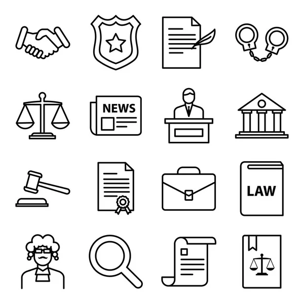 Law Icons Pack Isolated Symbols Collection — Stock Vector
