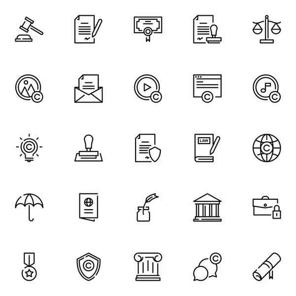 Legal Right Icons Pack Isolated Symbols Collection — Stock Vector