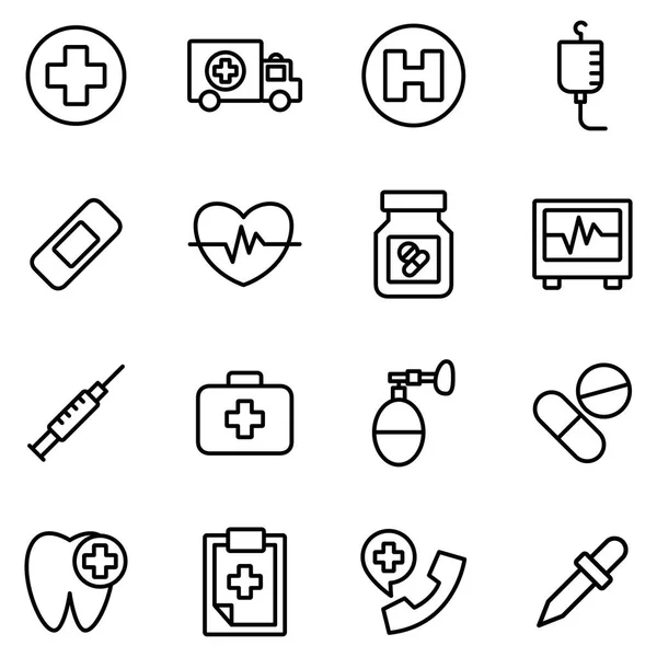 Medische Iconen Inpakken Verzameling Geïsoleerde Symbolen — Stockvector