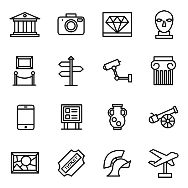博物馆图标包 孤立的符号集合 — 图库矢量图片