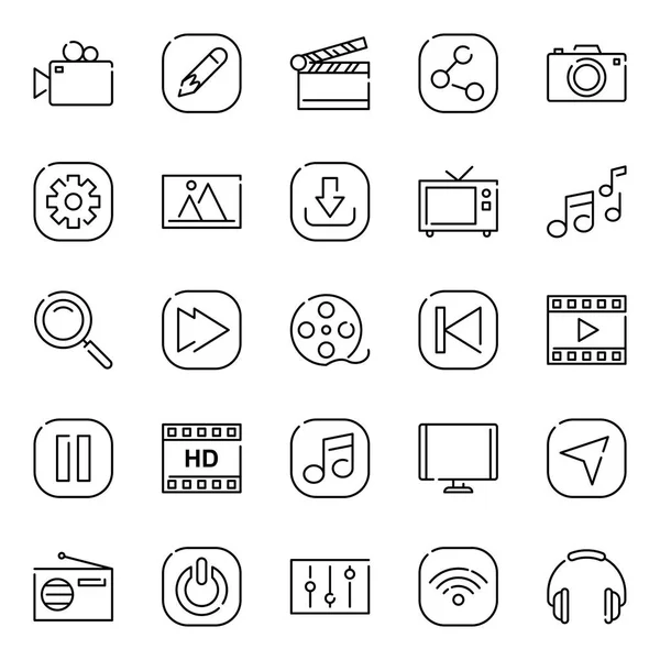 Envase Iconos Multimedia Colección Símbolos Aislados — Vector de stock