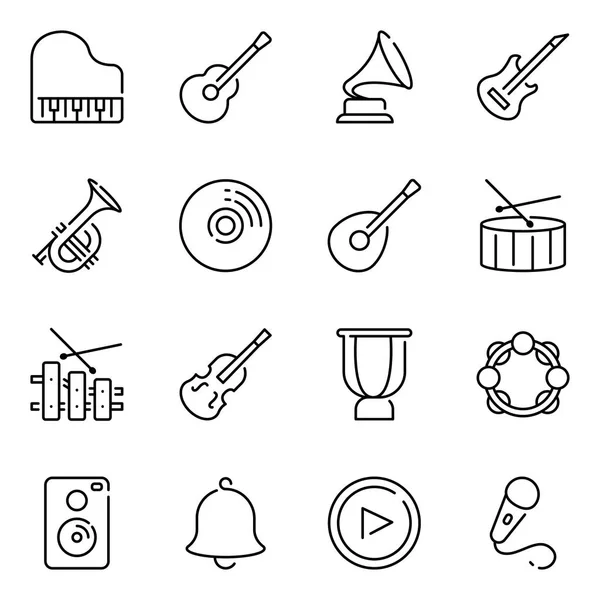 Icônes Instrument Musique Pack Collection Symboles Isolés — Image vectorielle