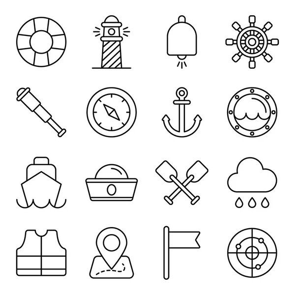 Nautical Icons Pack Isolated Symbols Collection — Stock Vector