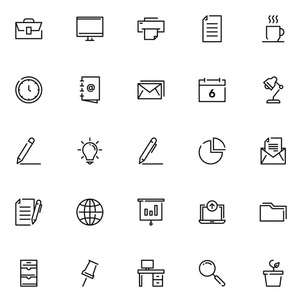 Pack Icônes Bureau Collection Symboles Isolés — Image vectorielle