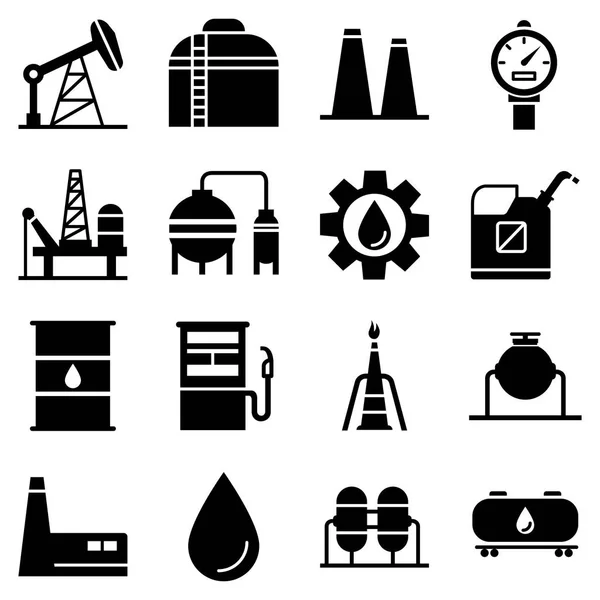 Pacote Ícones Óleo Coleção Símbolos Isolados — Vetor de Stock