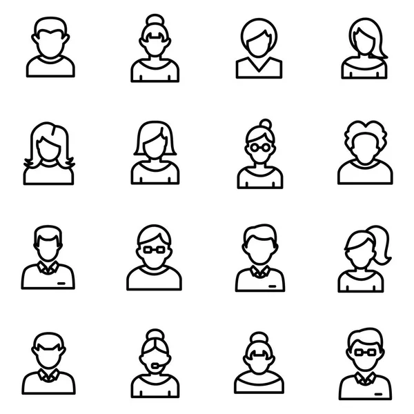 Les Icônes Des Gens Emballent Collection Symboles Isolés — Image vectorielle