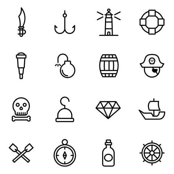 Piraten Ikonen Packen Vereinzelte Symbolsammlung — Stockvektor