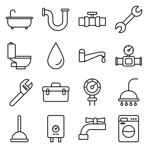 Plumber Pictogrammen Inpakken Verzameling Geïsoleerde Symbolen — Stockvector