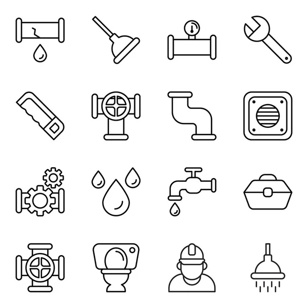 Emballez Les Icônes Plombier Collection Symboles Isolés — Image vectorielle
