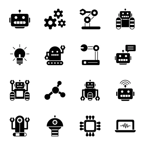 Πακέτο Εικόνες Ρομπότ Απομονωμένη Συλλογή Συμβόλων — Διανυσματικό Αρχείο