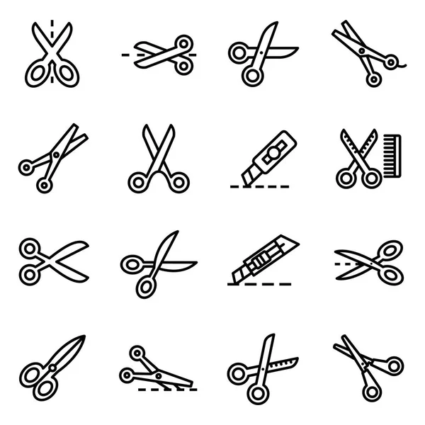 Scissor Icons Pack Isolated Symbols Collection — Stock Vector
