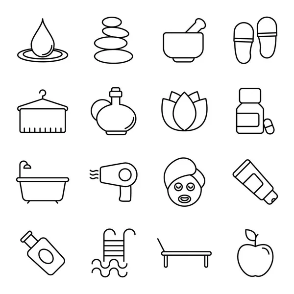 Paquete Iconos Spa Colección Símbolos Aislados — Archivo Imágenes Vectoriales