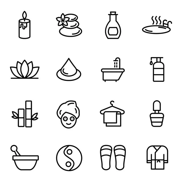 Paquete Iconos Spa Colección Símbolos Aislados — Archivo Imágenes Vectoriales