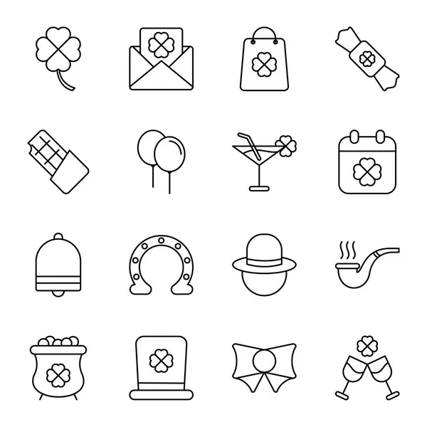 Paquete Iconos Del Día San Patricio Colección Símbolos Aislados — Vector de stock