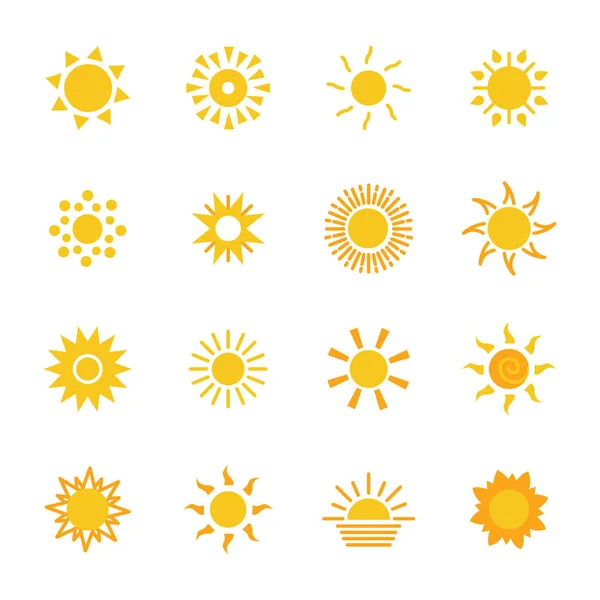 Paquete Iconos Del Sol Colección Símbolos Aislados — Vector de stock