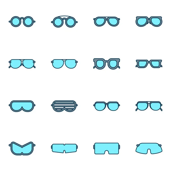 Solglasögon Ikoner Pack Insamling Isolerade Symboler — Stock vektor