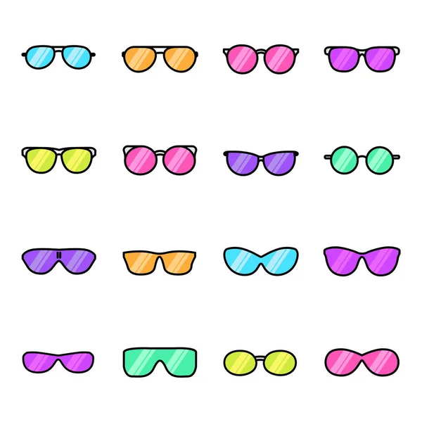 Sonnenbrillen Ikonen Packen Vereinzelte Symbolsammlung — Stockvektor