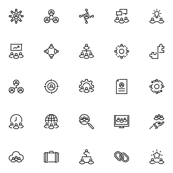 Les Icônes Travail Équipe Emballent Collection Symboles Isolés — Image vectorielle
