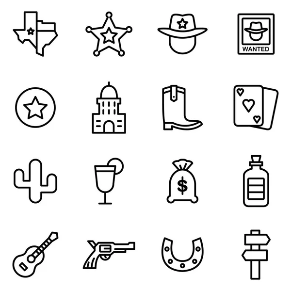 Pacote Ícones Texas Coleção Símbolos Isolados — Vetor de Stock