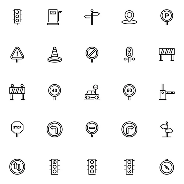 Icone Del Traffico Raccolta Simboli Isolati — Vettoriale Stock