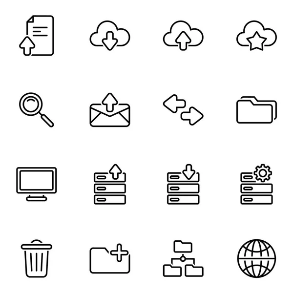 Web Hosting Icons Pack Isolated Symbols Collection — Stock Vector
