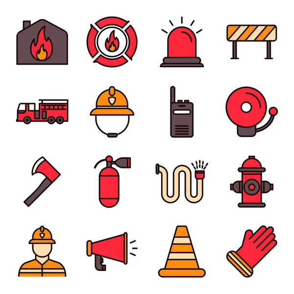 Ikony Straży Pożarnej Zbiór Pojedynczych Symboli Ilustracje Stockowe bez tantiem