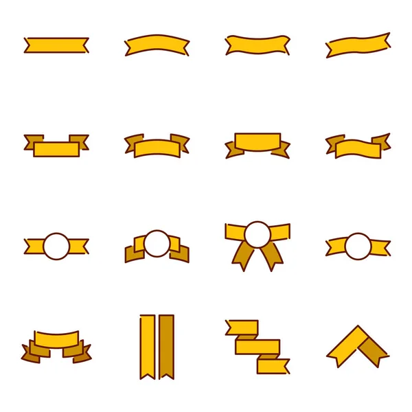 Paczka Ikon Wstążek Zbiór Pojedynczych Symboli Ilustracja Stockowa