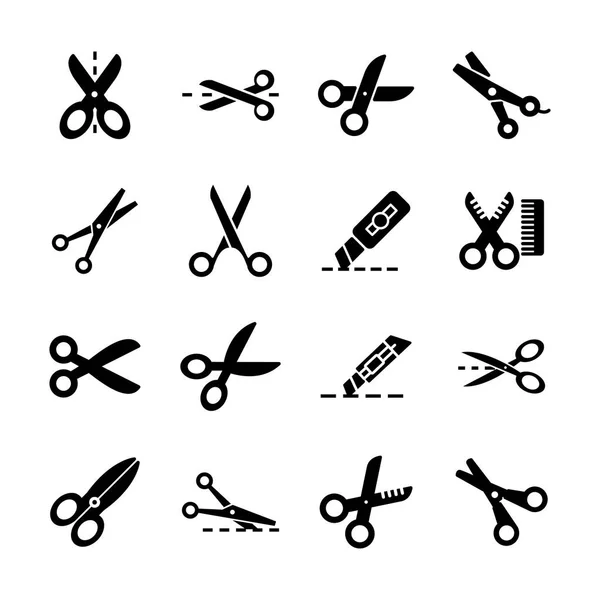 Scissor Icons Pack Isolated Symbols Collection Stock Vector